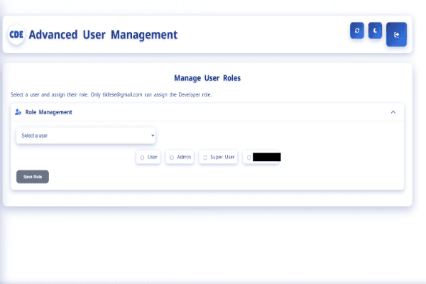 CDESYSTEM User Roles Management Screen